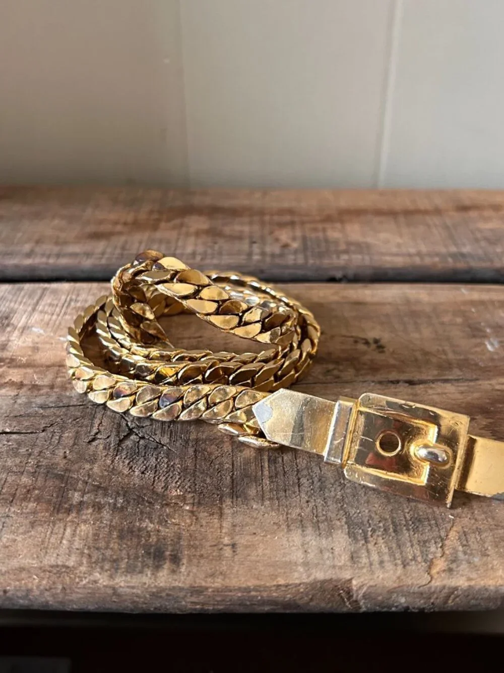 VINTAGE Heavy Thick Gold Chain Belt With Gold Clasp Buckle - Picture 3 of 6